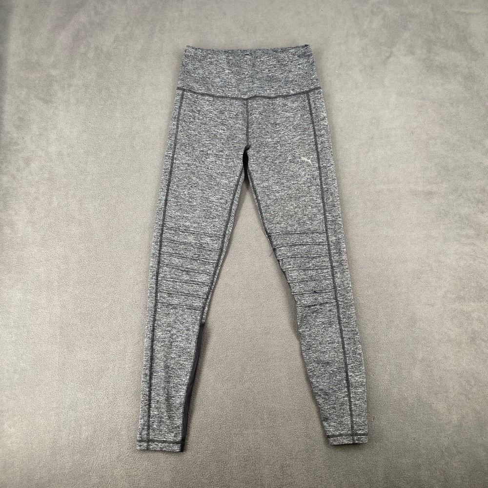 Puma Womens Grey Space Dye Moto Mesh Athletic Legging Small High Rise Activewear